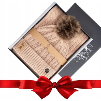 Čepice Teplá zimní souprava s vlnou čepice a šála WITTCHEN 101-SF-500-9 béžová