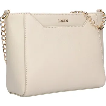 Kabelka Lagen Dámská kožená kabelka CHRISTY béžová se zlatým řetízkem
