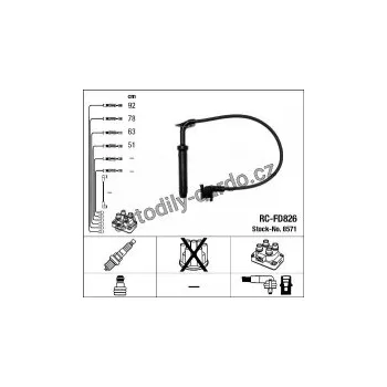 Zapalovací kabel Sada kabelů pro zapalování NGK RC-FD826 - FORD