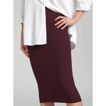 Dámská móda Sinsay - Pruhovaná midi sukně - mahaghonová - 2355B-93X - 2355B-93X-S-1