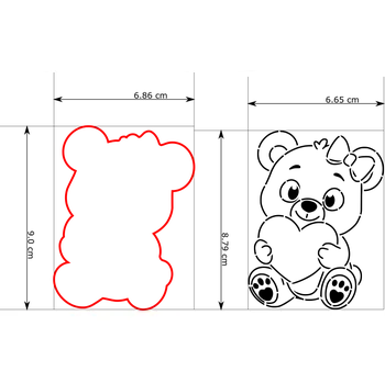 Vykrajovátko Naše Vykrajovátko Valentýnský medvídek 1 - sada vykrajovátko + šablona Velikost: 9 cm Vykrajovátko