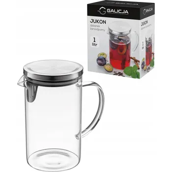 Žáruvzdorná skleněná konvice s víkem Jukon 1L Galicja