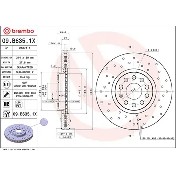 Brzdový kotouč Brzdový kotouč BREMBO 09.B635.1X