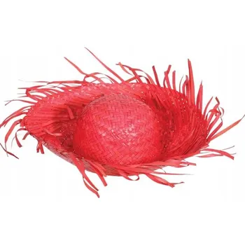 Klobouk Slaměný klobouk pletený červený