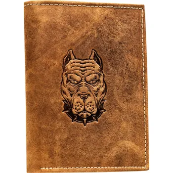 Peněženka Pánská hnědá kožená peněženka s reliéfem psa a RFID ochranou