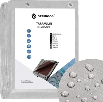 Krycí plachta Krycí plachta s oky 6x8 m, 130g PE SPRINGOS GA2185 šedá