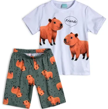 Chlapecké pyžamo Chlapecké pyžamo svítící ve tmě KYLY KAPYBARA FRIENDS bílé Velikost: 128