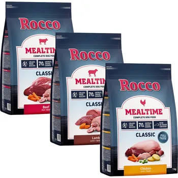 Krmivo pro psa 3x1kg Rocco Mealtime - mix 1: hovězí, kuřecí, jehněčí