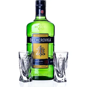 Sklenice ONTE CRYSTAL Becherovka 0,35l s 2ks skleničky 50ml, Kometa