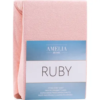 Froté prostěradlo s gumou AmeliaHome Ruby světlé růžové, velikost 100-120x200