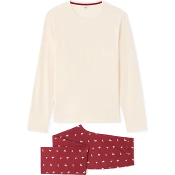 Pánské pyžamo Celio Mipyduck Celio krémová | tmavě červená 3504982