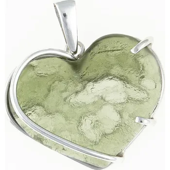 Přívěsek My Moldavite Stříbrný přívěsek s přírodním vltavínem - srdce - 622