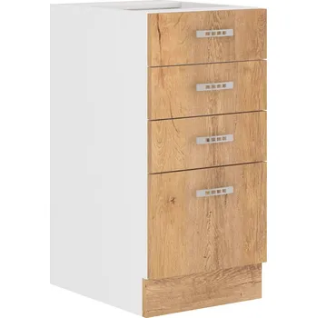 Kuchyňská linka ESTRELLA, dolní skříňka 40 D 4S BB, korpus: bílá, dvířka: dub lefkas + vyzvednutí ZDARMA