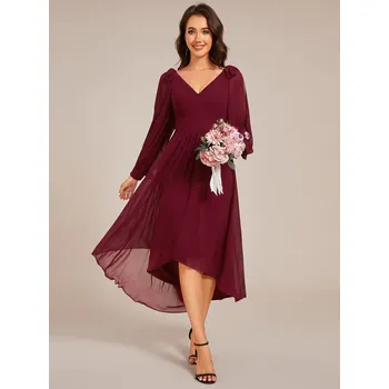 Dámské šaty Ever Pretty krátké šaty bordo 2269 *Velikost: 7XL / 54 / 22 / 26