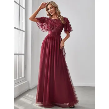 Dámské šaty Ever Pretty plesové šaty bordo 0904 *Velikost: 4XL / 48 / 16 / 20