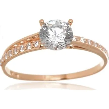 Prsten Prsten z růžového zlata s čirými zirkony PR0544F + DÁREK ZDARMA