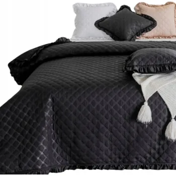 Prostěradlo Přehoz na postel Spod Igły i Nitki polyester 240 cm x 220 cm černý