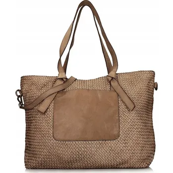 Kabelka Toscanio shopper kabelka z pravé lícové kůže béžová