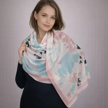 Šátek Dámský šátek 90 x 175 cm Barevný svět 23-07 Tyrkysovo - růžový