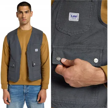 Pánská vesta Lee WORKWEAR UTILITY VEST pánská bavlněná vesta na zip, 5 kapes, velikost S