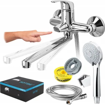 Vodovodní baterie Nástěnná vanová baterie s dlouhým otočným výtokem baterie dlouhý set do vany