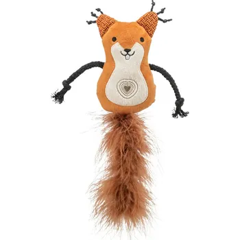 Hračka pro kočku Trixie Veverka s peříčkovým ocasem s catnipem 12cm/24 cm plyš