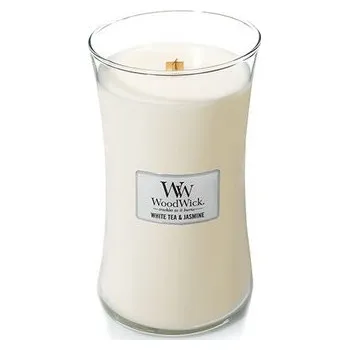 Svíčka WoodWick vonná svíčka s dřevěným knotem velká White Tea & Jasmine 609g