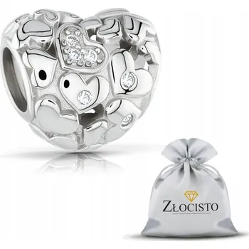 Přívěsek STŘÍBRNÝ CHARMS KORÁLEK PŘÍVĚSEK BEAD NA NÁRAMKY 925 SRDCE