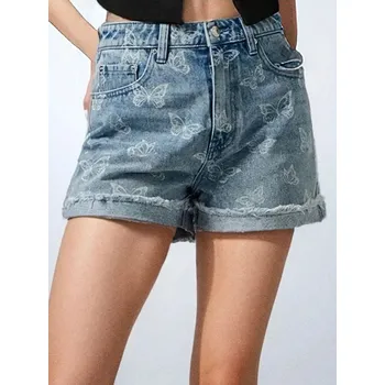 Sinsay - Vzorované džínové kraťasy - modrá - 0353U-50J - 0353U-50J-40