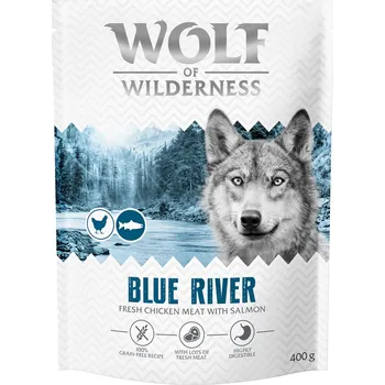 Pro psa 400g Wolf of Wilderness Adult "Blue River" - losos - bez obilovin nová receptura granule pes