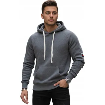 Pánská mikina Pánská mikina s kapucí šedá sportovní volnočasová BX5942 - XL