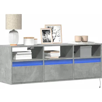 Televizní stolek vidaXL Nástěnná TV skříňka s LED osvětlením 130 x 31 x 45 cm [852343] Barva: Betonová šedá