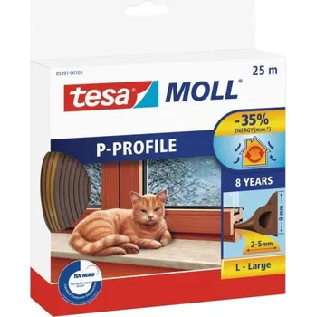 Těsnění do okna a dveří Těsnění do oken a dveří guma "P", 9 x 5,5 mm x 25 m, hnědé