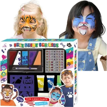 kreativní sada SADA NA MALOVÁNÍ OBLIČEJE BARVY SAMOLEPKY ŠABLONY DIY NA OSLAVY