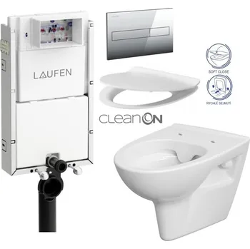 WC sada LAUFEN Podomít. systém LIS TW1 SET s chromovým tlačítkem + WC CERSANIT CLEANON PARVA + SEDÁTKO H8946630000001CR PA2