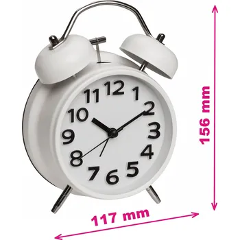 Budík TFA Dostmann TFA 60.1040.02 | Elektronický ručičkový RETRO budík s tichým chodem | bílý 60.1040.02