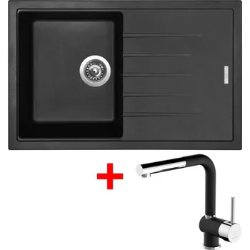 Granitový dřez Set Sinks G12826 (dřez Best 780 Pureblack 26 + baterie Mix 3 P Nanoblack N6)