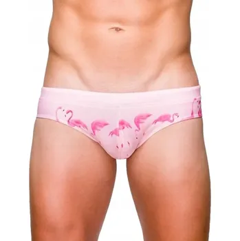 Pánské plavky Sexy Pánské Plavky Plameňáci Slipy s Push Up Vložkou - M