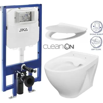 WC sada JIKA předstěnový instalační 8 cm systém bez tlačítka + WC CERSANIT CLEANON MODUO + SEDÁTKO H894652 X MO1