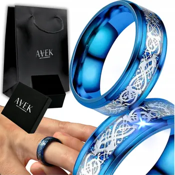 Prsten PÁNSKÝ PRSTEN PEČETNÍ MODRÝ Z OCELI KELTSKÝ JAKO DÁREK OCELOVÝ 17