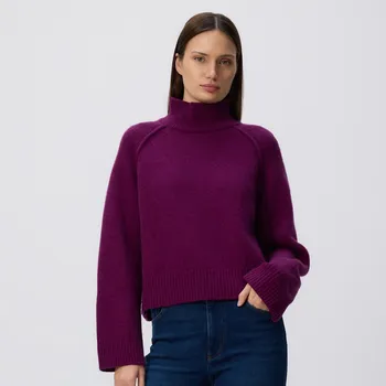 Dámský svetr Reserved - Rolák z vlny - bordó - 169GS-53X - 169GS-53X-XL