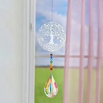 Závěsná dekorace Strom života délka skleněné kapky 7,6 cm, celková délka 44 cm