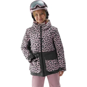 Dívčí lyžařská bunda 4F JUNIOR-TECHNICAL JACKET-JAW23TTJAF357-90A-MULTICOLOUR ALLOVER Růžová 146