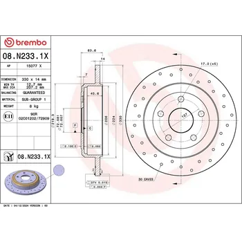 Brzdový kotouč Brzdový kotouč BREMBO 08.N233.1X