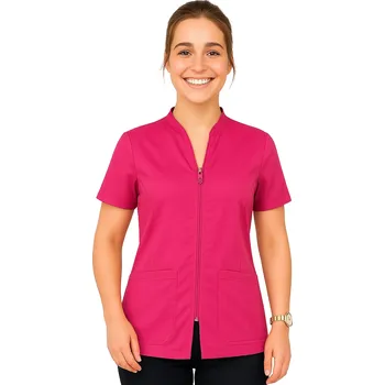 Dámský kosmetický žaket na zip růžový (S)