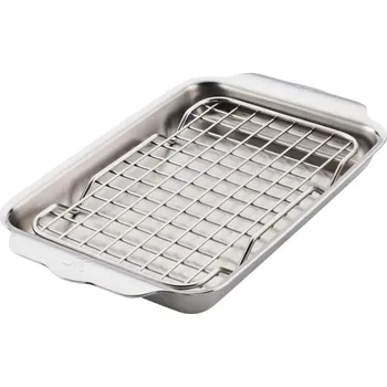 Plech na pečení Plech na pečení OVENBOND 28 x 17 cm, s chladicí mřížkou, stříbrná, nerezová ocel, Hestan