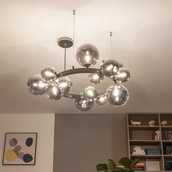 Brilagi - LED Lustr na lanku MILLA 15xG9/3W/230V černý chrom/kouřová
