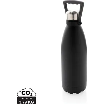 Velká termolahev 1,5l z RCS recykl. oceli - Černá, Firemní dárkové předměty s vlastním potiskem