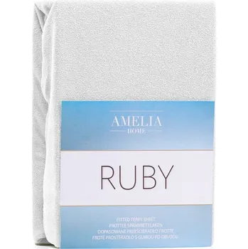 Froté prostěradlo s gumou AmeliaHome Ruby bílé, velikost 100-120x200+30