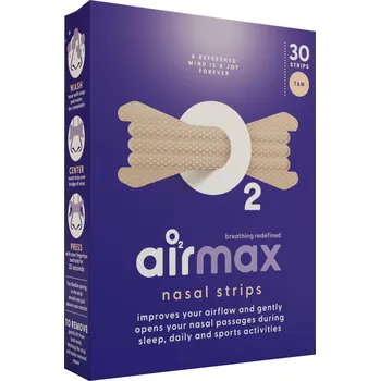 Pomůcka proti chrápání a spánkové apnoe Airmax Nasal strips - nosní pásky 30 kusů Barva: Tělová